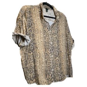 snake print button down